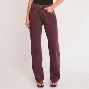PTCL Women’s Mid Rise Denim Jeans Cotton‎ red/grey Straight Leg size 27